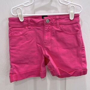 Girls size 10 slim stretch midi shorts. Bright pink.